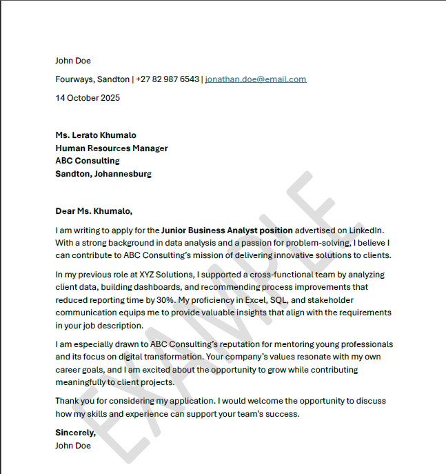 Job Application Letter - Template