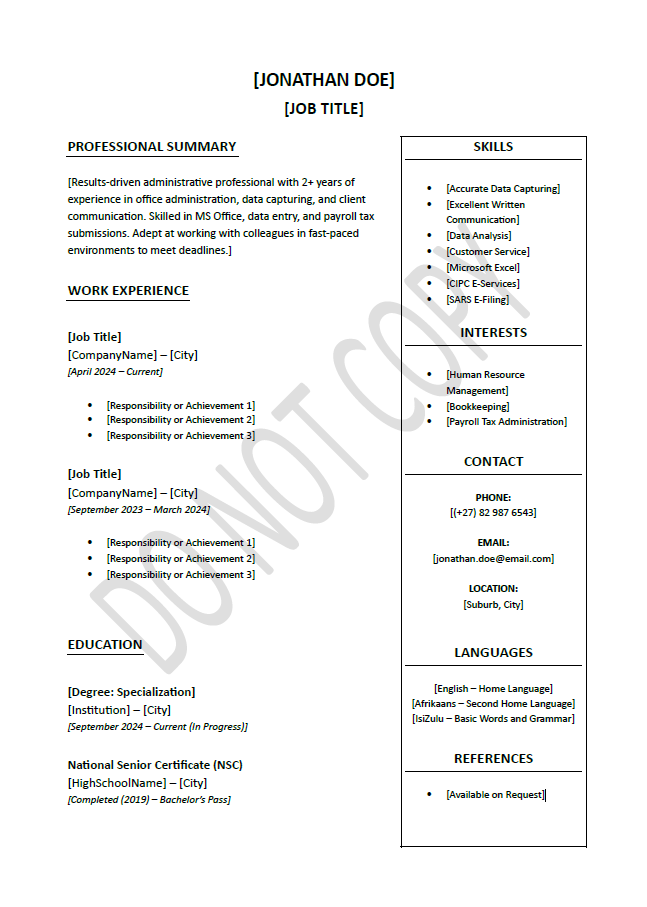 ATS-Friendly CV Template