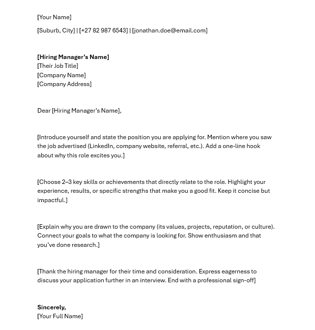 Job Application Letter - Template